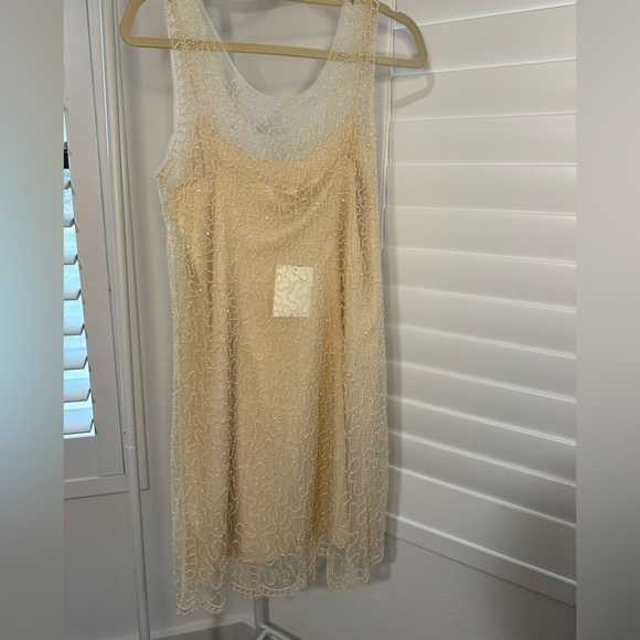 J.Crew Collection Champagne Beaded Mini Dress - Picture 3 of 6